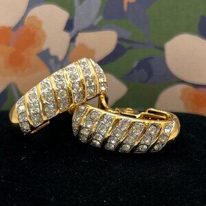 Monet CLIP Pave J Hoop Earrings